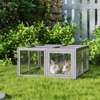 PawHut Rabbit Hutch Outdoor, Foldable Guinea Pig House with Openable Top, for 3 Bunnies, Ducks, Chickens, 110 x 105 x 50 cm(m-10)