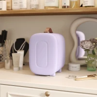 HOMCOM Frigorífico Pequeno de Cosméticos 4L 9V/240V para Arrefecer e Aquecer Mini Frigorífico para Beleza 20,3x26,3x28 cm Roxo(m-10)