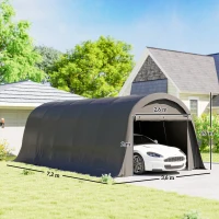 Outsunny Carport tente de garage 3,6 x 7,2 m abri voiture extérieur tente de stockage avec parois latérales amovibles, gris foncé(m-3)