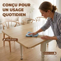 HOMCOM Table à manger pliante pour 2 à 6 personnes 74-134 cm, table de cuisine avec 2 abattants, pieds en acier, bois naturel(m-5)