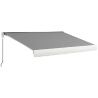 Outsunny Store banne motorisé, store banne électrique, angle réglable 14°-30°, avec télécommande manivelle, 4 x 3 m, gris clair(m-12)