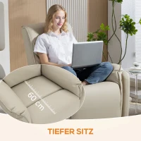 HOMCOM Elektrischer Massagesessel, Kunstlederbezug, Fußstütze, Seitentasche, Beige(m-8)