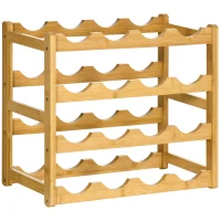 HOMCOM Range-bouteilles casier porte-bouteilles en bois de bambou 4 niveaux 16 bouteilles 43 x 23,5 x 38 cm bois naturel(m-1)
