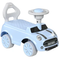 AIYAPLAY Foot To Floor Ride On Car Sliding Car w/ Air Horn, Anti-Over-Backwards, 18 to 36 Months - Light Blue(m-1)