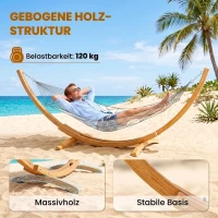 Outsunny Hängemattengestell für Hängematte Hängemattenständer mit Sicherheitsschnalle, Kette, Garten Strand Kiefer 325 x 120 x 118 cm bis 120 kg(m-5)