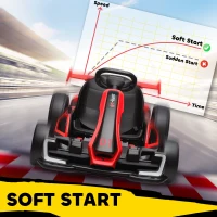 HOMCOM Go Kart Elettrico per Bambini 6-12 Anni 24V 12km/h con Seggiolino Regolabile, Rosso(m-7)