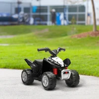 AIYAPLAY Quad électrique enfant 6 V, vitesse de 2,8 km/h, phares LED, klaxon, poignée et selle ergonomique, noir(m-2)