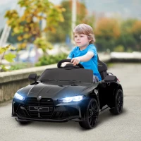 AIYAPLAY 12V BMW Licensed Kids Car, with Easy Transport, Remote Control, Suspension, Music, Horn, LED Lights, Black(m-10)