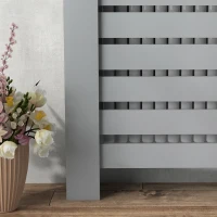 HOMCOM Copritermosifone in MDF a Doghe, Copricalorifero a Griglia con 2 Cassetti, 111x19x95.5 cm, Grigio(m-9)