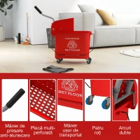 HOMCOM Găleată pentru Mop de 20L cu Roți, Panou de Separare a Apei - Albastru(m-8)