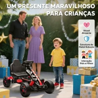 AIYAPLAY Kart a Pedais para Crianças com Embraiagem Automática Travão e Rodas Antiderrapantes em EVA 100x59x60,5 cm Vermelho(m-8)