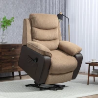 HOMCOM Poltrona Relax Reclinável Elétrica Levanta Pessoas com Comando, Porta USB e Bolsos Laterais Castanho(m-9)