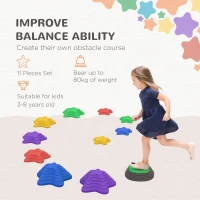 ZONEKIZ Stepping Stones Kids, 11 Pieces Balance Stones for Obstacle Course, Stackable Non-Slip Starfish Shape, Sensory Toys for Balance and Motor Skills Indoors, Outdoors(m-4)