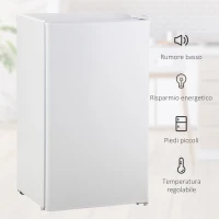 HOMCOM Frigorifero Piccolo 91L Monoporta Reversibile con Congelatore e Temperatura Regolabile, Bianco(m-7)
