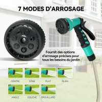 Outsunny Enrouleur Tuyau Arrosage Mural 30 m x Ø 15 mm Dévidoir Automatique de Tuyaux d'Eau Rétractable Automatique gris(m-7)