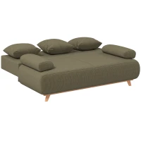 HOMCOM Schlafsofa mit verstellbarer Rückenlehne, Bettfunktion, verstecktem Stauraum und Cordbezug, Dunkelgrün(m-11)