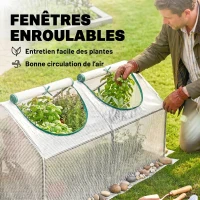Outsunny Serre de jardin mini serre 2 fenêtres enroulables couverture en PE haute densité 140 g/m² 120 x 60 x 60 cm blanc(m-5)