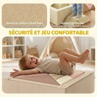 AIYAPLAY Parcours motricité bébé 9PCS avec piscine à balles, module en mousse souple avec housse en velours côtelé, multicolore(m-5)