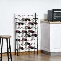 HOMCOM Weinregal für 60 Flaschen Flaschenregal Metall Flaschenhalter 63 x 20,5 x 118 cm Schwarz(m-9)