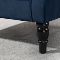 HOMCOM Fotoliu de living capitonat cu șezut lat, picioare din lemn, stil clasic, confort sporit, 74x86x102cm, albastru închis(m-15)