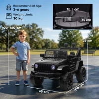 HOMCOM Kids Ride On Car, 12V Electric Cars for Kids with Parental Remote Control, 2 Motors, 4-Wheel Suspension, LED Lights, Horn, 3-5km/h, Battery Powered Ride On Toy for 3-6 Years Old Black(m-3)