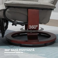 HOMCOM Fotoliu relax Fotoliu TV Fotoliu recliner Piele ecologică Scaun rotativ 360° Înclinat 145° Gri 78 x 87 x 100 cm(m-6)