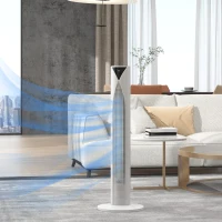 HOMCOM Ventilateur tour avec télécommande minuterie 12 heures mode veille 3 vitesses 31,5 x 31,5 x 96 cm blanc(m-12)