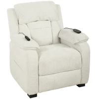 HOMCOM Power Recliner Armchair with Massage and Heat, Electric Reclining Chair with Wide Spring Seat, Cream White(m-15)