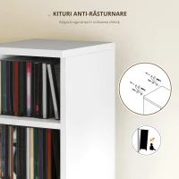 HOMCOM Set de 2 etajere coloane dulap pentru depozitare CD-DVD 12 compartimente 21 x 22,5 x 88,5 cm capacitate 204 CD-uri alb(m-5)