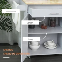 HOMCOM Dulap mobilier de bucătărie cu roți dulap de servire Insulă de bucătărie cu sertar de dulap și suport cârpe - gri(m-6)
