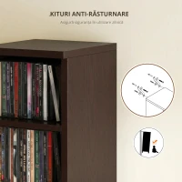 HOMCOM Set de 2 etajere coloane dulap de depozitare CD-DVD 12 compartimente 21 x 22,5 x 88,5 cm capacitate 204 CD-uri maro(m-4)