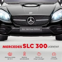 AIYAPLAY Mașină Electrică pentru Copii cu Licență Mercedes SLC 300, Telecomandă, din PP și Metal, 107x62.5x44 cm, Neagră(m-4)