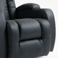 HOMCOM PU Leather Recliner Chair, Recliner Armchair with Extended Footrest, Cup Holders and Side Pockets, Black(m-12)
