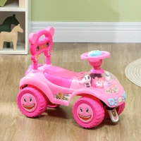 AIYAPLAY Voiture Porteur pour Enfants, Véhicule à Pousser avec Klaxon, Lumières, Musique, Volant, Rangement Sous le Siège, Rose(m-10)