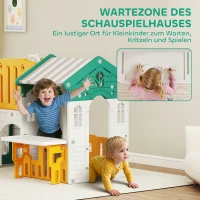 AIYAPLAY 7-in-1 Kinderrutsche, Indoor-Spielplatz, Klettergerüst, Haus, Tafel, Basketballkorb, 1-4 Jahre, Kunststoff, Gelb+Grün(m-6)