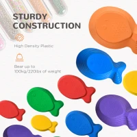 Outsunny 11 Piece Kids Balance Stepping Stones - Multicoloured(m-7)