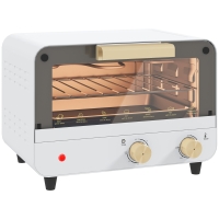 HOMCOM Fornetto Elettrico 12L con Timer e Temperatura Regolabile, in Acciaio e Plastica, 31.5x27.7x22.7 cm, Bianco e Oro