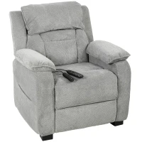 HOMCOM Power Recliner Armchair with Massage and Heat, Electric Reclining Chair with Wide Spring Seat, Light Grey(m-15)