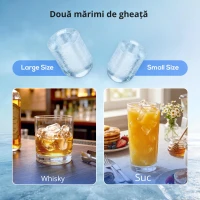 HOMCOM Mașină de Cuburi de Gheață cu Autocurățare 12 kg/24h 9 Cuburi Gata în 7 Minute 2 Mărimi de Gheață Rezervor 1,5L Albastru(m-9)