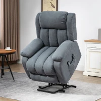 HOMCOM Poltrona Elettrica Alzapersona Reclinabile a 135° in Tessuto Effetto Lino con Poggiapiedi, Grigio(m-9)