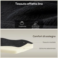 HOMCOM Divano 3 Posti ad Angolo con Penisola Reversibile e Cuscini, in Tessuto Effetto Lino, 193x136x85 cm, Nero(m-4)