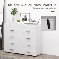 HOMCOM Mobile con Cassetti Cassettiera in Legno per Camera, Cucina, Bagno 90×35×73cm Bianca(m-5)