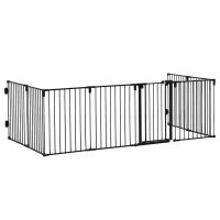 PawHut Barrière de Sécurité pour Cheminée, Parc Enclos Chien Pliable Modulable 8 Panneaux avec Porte, sans Perçage(m-11)