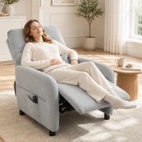 HOMCOM Cadeirão de Massagem Reclinável com Calor Lombar, Assento com Molas, Apoio para os Pés e Almofada Lombar em Tecido Atoalhado Cinzento(m-2)