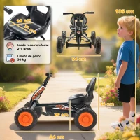 AIYAPLAY Kart a Pedais Go-Kart com Rodas PP Estrutura de Aço Carga 30 kg para Crianças 2-5 Anos 84x54x56 cm Preto(m-3)