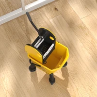 HOMCOM Balde de Esfregona com Rodas Espremedor Desmontável de Pressão para Baixo Capacidade 26 L Inclui Esfregona e Asa 45x31x90 cm  Amarelo(m-8)