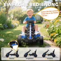 AIYAPLAY Gokart met Pedalen, Tretauto voor Kinderen met Rem, antislipwielen, Metalen Frame, 3-6 Jaar, Blauw(m-5)