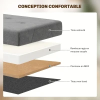 HOMCOM Banc de rangement bout de lit pliable volume 67 L capacité de charge 120 kg avec couvercle 76L x 38l x 38H cm gris(m-5)