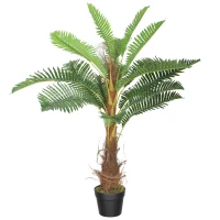 HOMCOM Palmier Artificiel palmier 100 cm avec 21 Feuilles en PEVA, Plante Décorative avec Pot en Plastique, Vert(m-11)