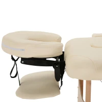 HOMCOM Massagetisch, klappbare Massageliege, höhenverstellbare Massagebank für Spa, Salon, Kunstleder, Holz, Cremeweiß(m-8)